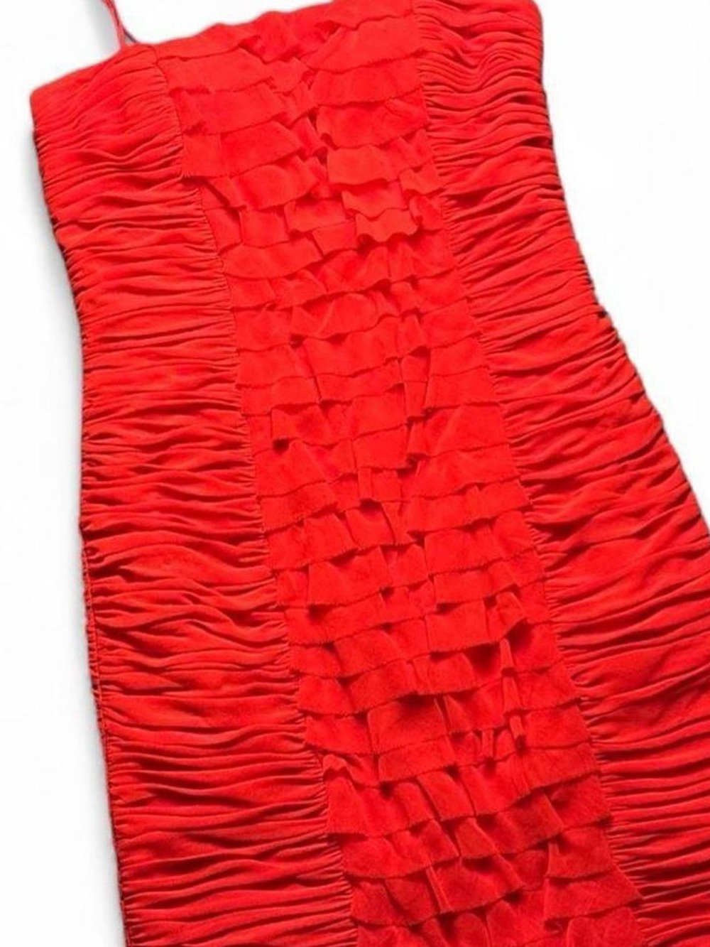 Red Ruffled Cache Dress - Picture 3 of 7